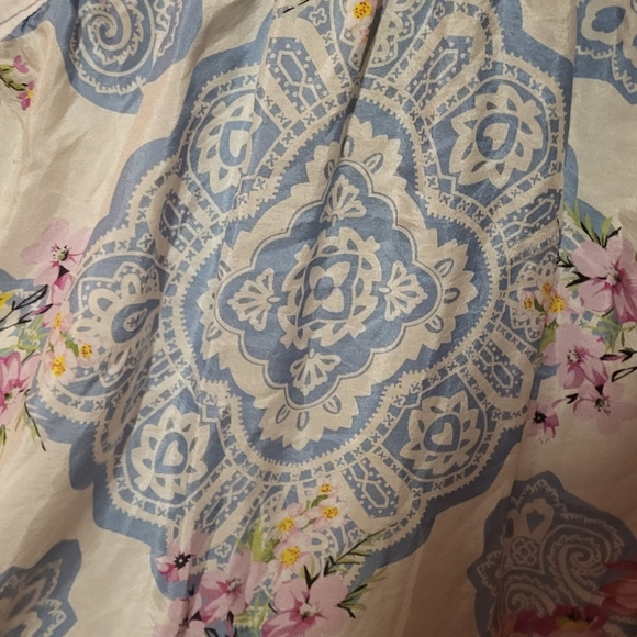 Johnny Was Effortless Striped Puff-Sleeve Peasant Blouse Floral Size Large - Picture 6 of 9